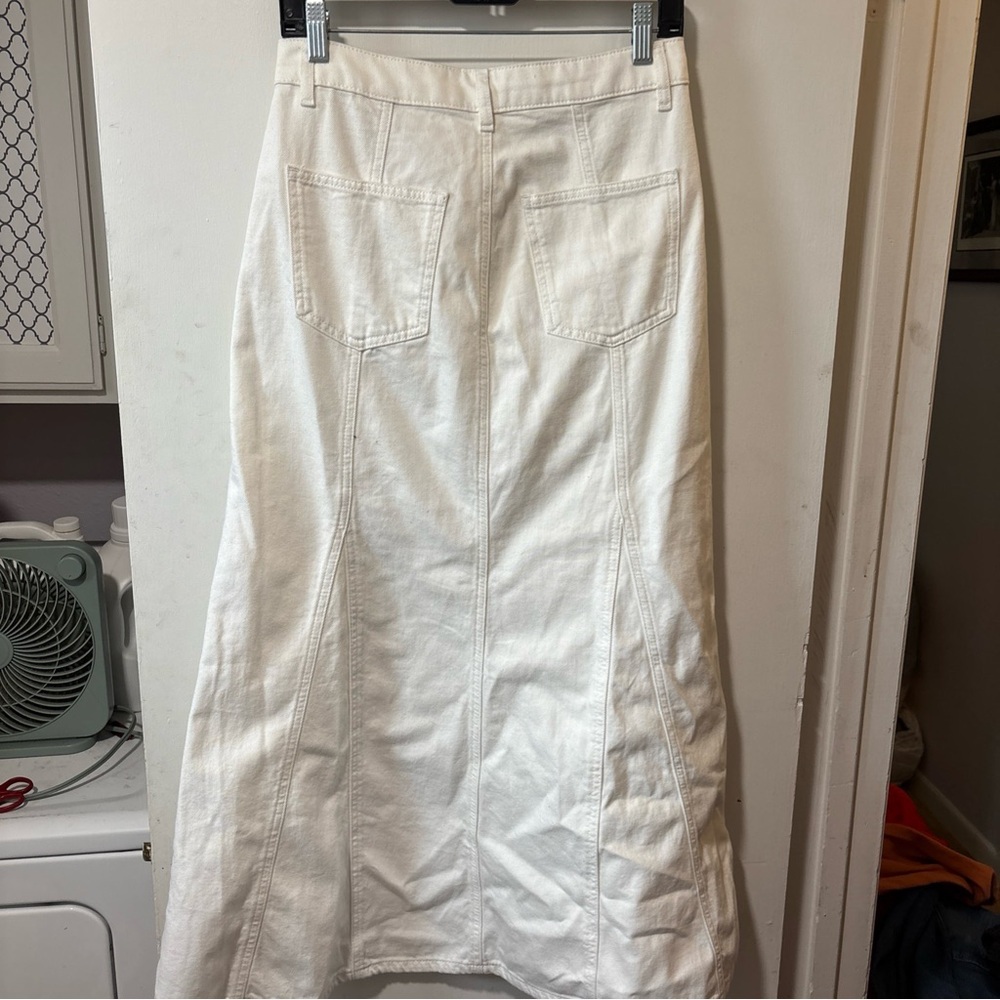 Marks And Spencer Denim Maxi A-line Skirt Sz 6 UK 10 Ecru White Maxi Cotton M&S - Picture 5 of 7